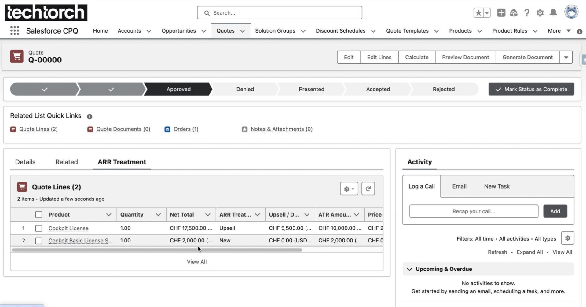 ARR Salesforce CPQ Recording